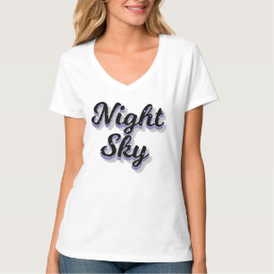 Camiseta Texto de Roteiro de Céu Noturno Com Estrelas Cósmi