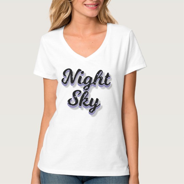 Camiseta Texto de roteiro de céu noturno com estrelas cósmi (Frente)