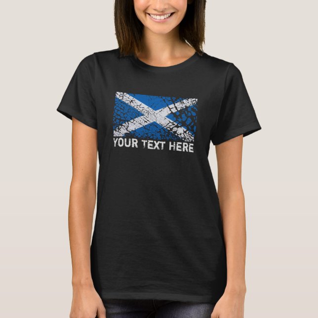 Camiseta Texto de Scotland + Bandeira do Scottish do Grunge (Frente)