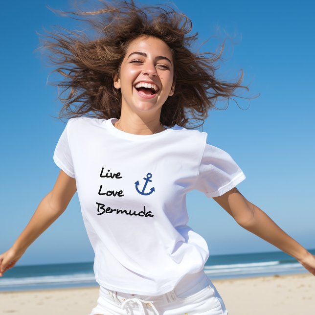 Camiseta Texto de Script do Live Love Bermuda com Âncora (Criador carregado)