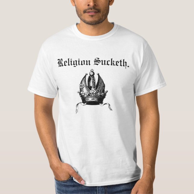 Camiseta Texto de Sucketh T w/back da religião (Frente)