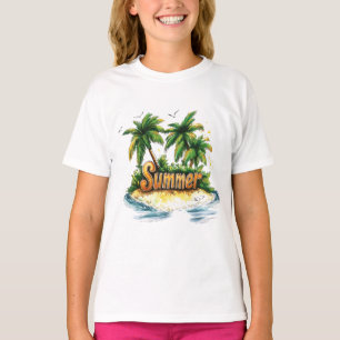Camiseta Texto de Verão - Ilha Tropical de Verão