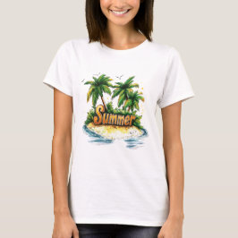 Camiseta Texto de Verão - Ilha Tropical de Verão