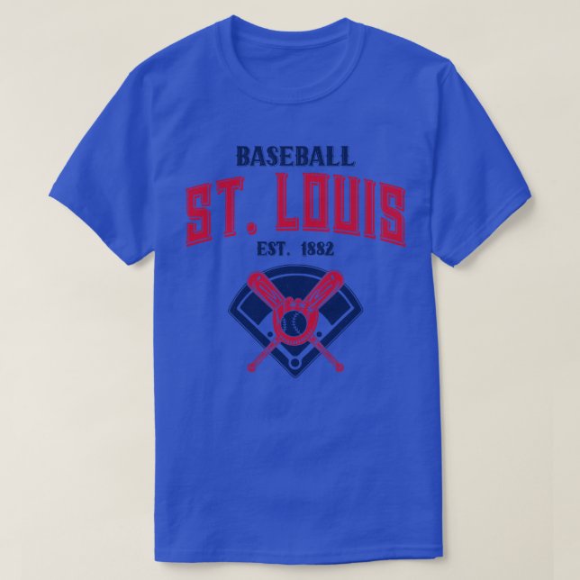 Camiseta Texto De Vista Da rua Louis Baseball Est 1882 Vint (Frente do Design)