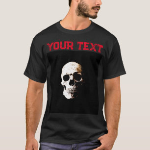 Camiseta Texto Distante modelo - Preto e Vermelho Moderno