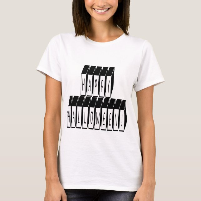 Camiseta Texto do Bloco Halloween (Frente)