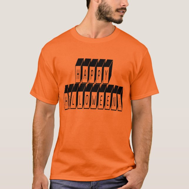 Camiseta Texto do Bloco Halloween (Frente)