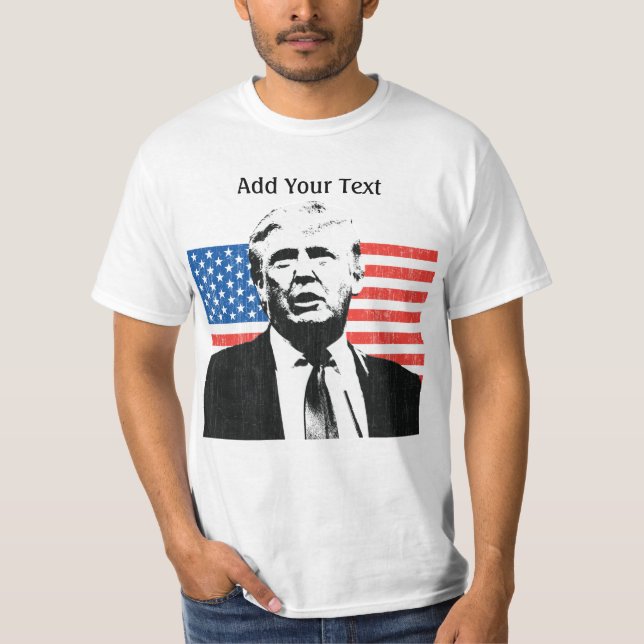 Camiseta Texto do costume da bandeira americana de Donald (Frente)