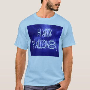 Camiseta Texto do Dia Azul Feliz Dia das Bruxas Manda Camis