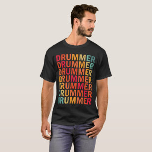 Camiseta Texto Do Drummer Retroativo Vintage Cores Misturad