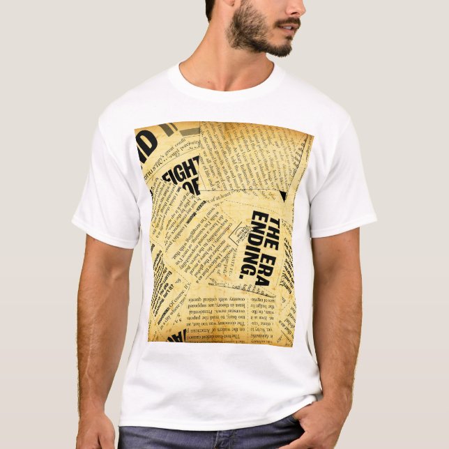 Camiseta Texto do jornal com papel antigo (Frente)