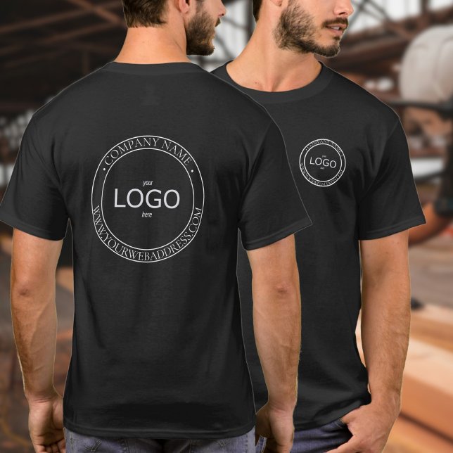 Camiseta Texto do Logotipo Circular Frontal T-Shirt (Criador carregado)