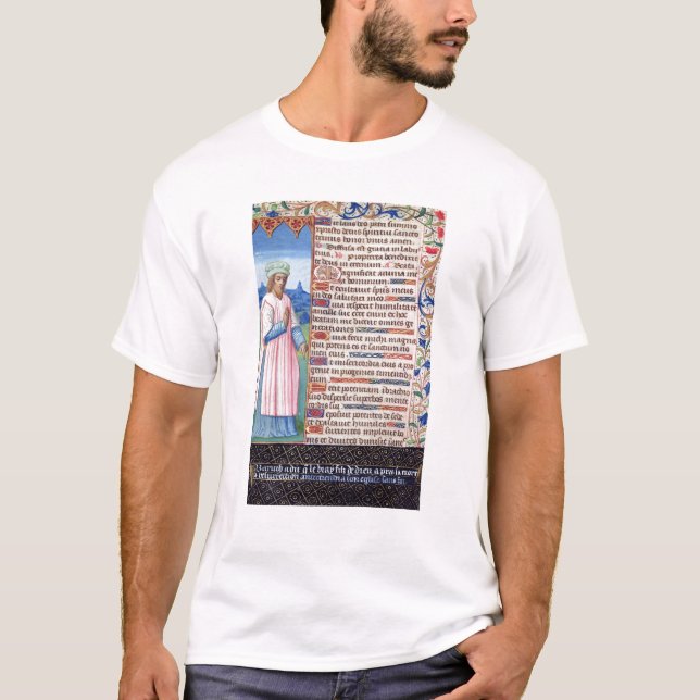 Camiseta Texto do Magnificat com um retrato de (Frente)