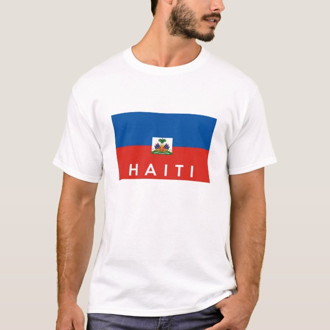 Camiseta texto do nome do símbolo do país haiti (Frente)