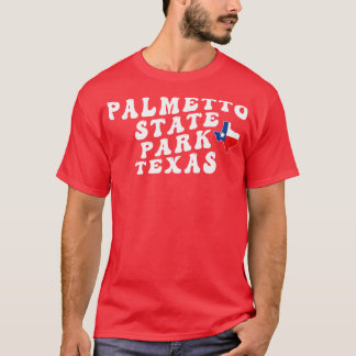 Camiseta Texto do Palmetto State Park Texas Retro Wavy 1970