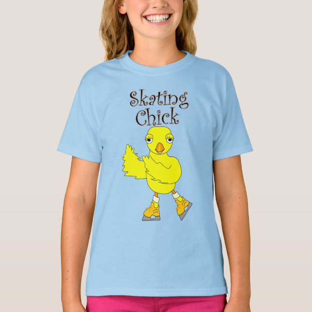 Camiseta Texto do Pintinho de patinação (Frente)