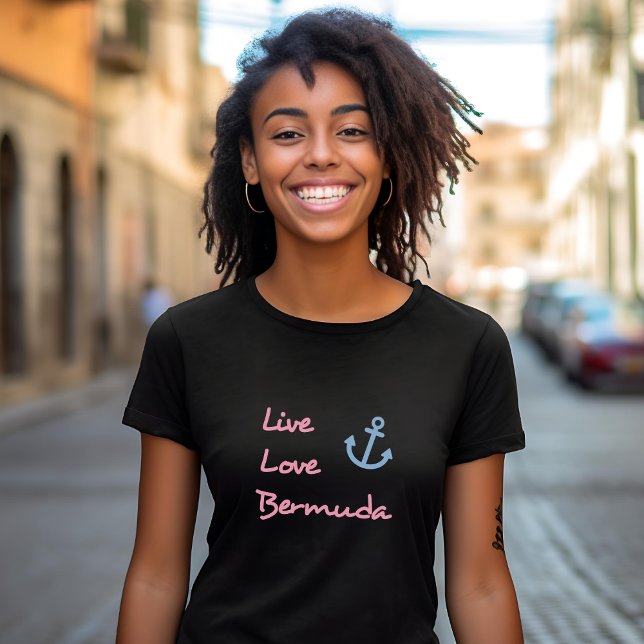 Camiseta Texto do Script das Bermudas do Live Love com Ânco (Criador carregado)