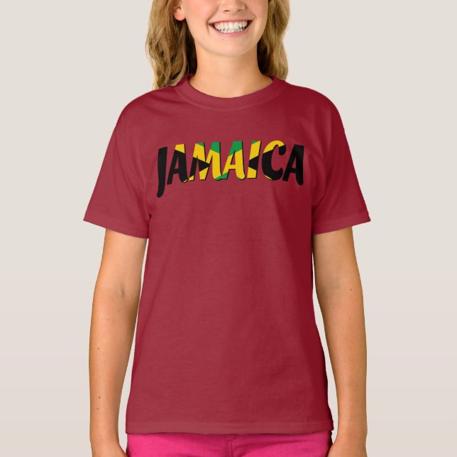 Camiseta Texto do sinalizador da Jamaica - Topo (Frente)