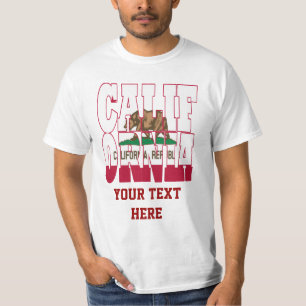 Camiseta Texto do sinalizador do estado da Califórnia