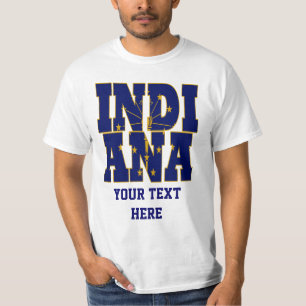 Camiseta Texto do sinalizador do estado de Indiana