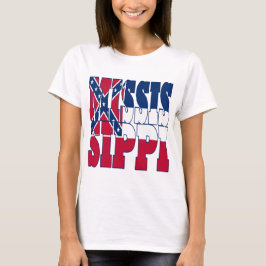 Camiseta Texto do sinalizador do estado do Mississippi