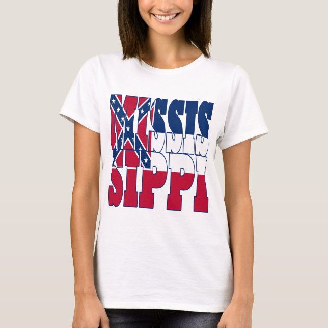 Camiseta Texto do sinalizador do estado do Mississippi (Frente)