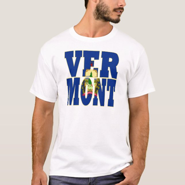 Camiseta Texto do sinalizador do estado Vermont (Frente)