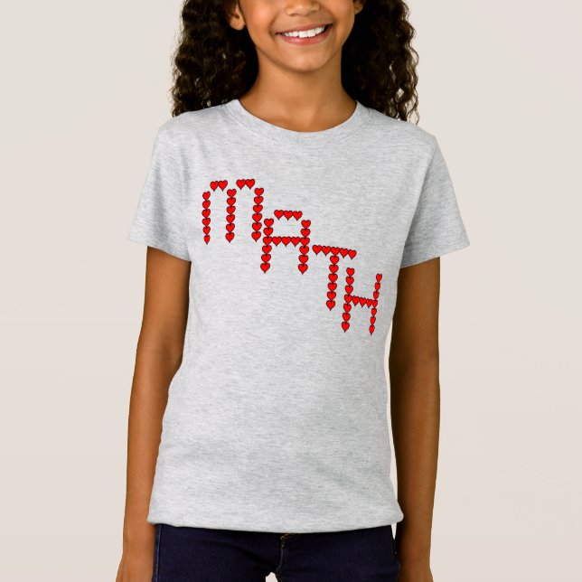 Camiseta Texto dos Corações Vermelhos da Matemática (Frente)