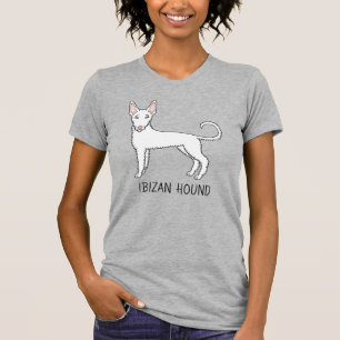 Camiseta Texto e Cão de Cartoon Ibizan Hound com Fio Branco