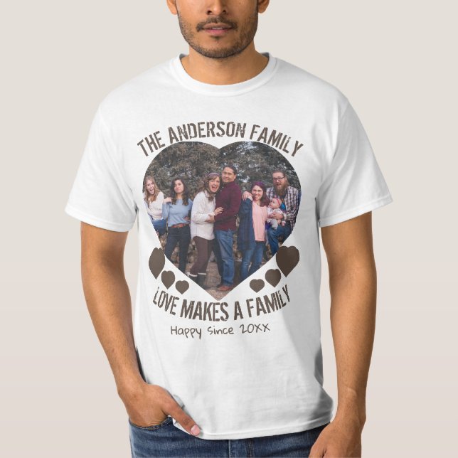 Camiseta texto e corações personalizados de forma cardíaca (Frente)