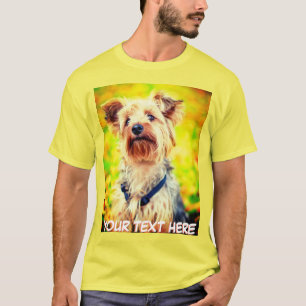 Camiseta Texto e foto personalizados do animal de estimaç