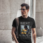 Camiseta Texto e foto personalizados do primeiro Dia de os<br><div class="desc">Feliz pai de primeiro Dia de os pais,  o melhor  de sempre ousado novo papai de tipografia branca,  com modelo personalizado de t-shirt com a sua fotografia e texto.</div>