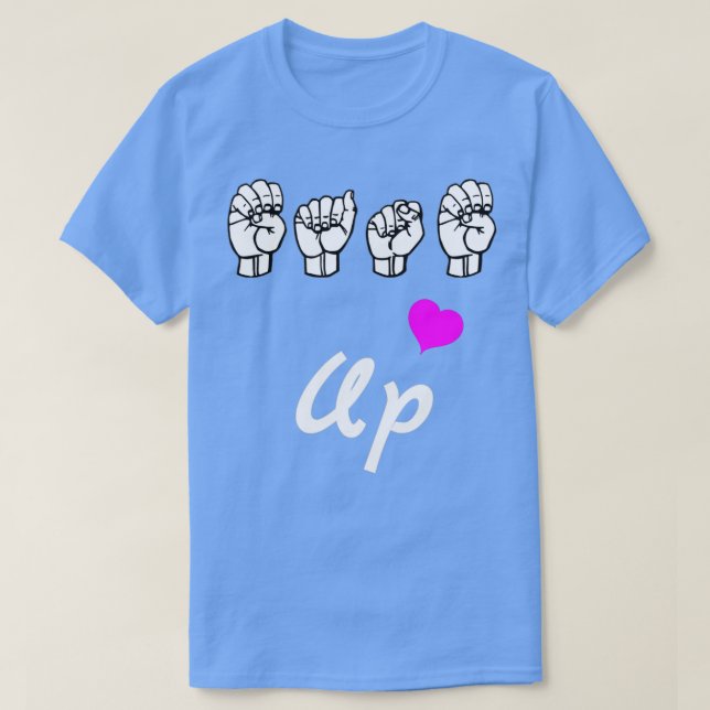 Camiseta Texto EASE UP e design do idioma do sinal ASL (Frente do Design)