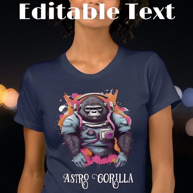 Camiseta Texto editável do Astronauta Colorido Gorilla (Criador carregado)