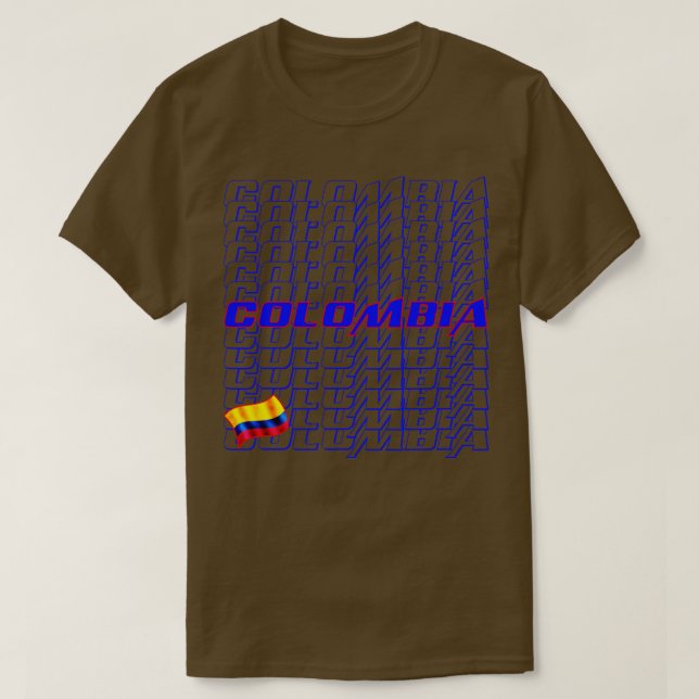 Camiseta Texto em cascata da Colômbia (Frente do Design)