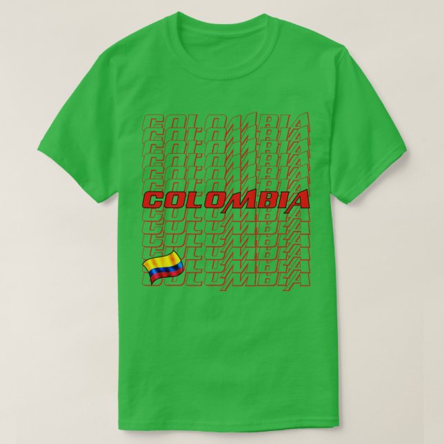 Camiseta Texto em cascata da Colômbia 1 (Frente do Design)