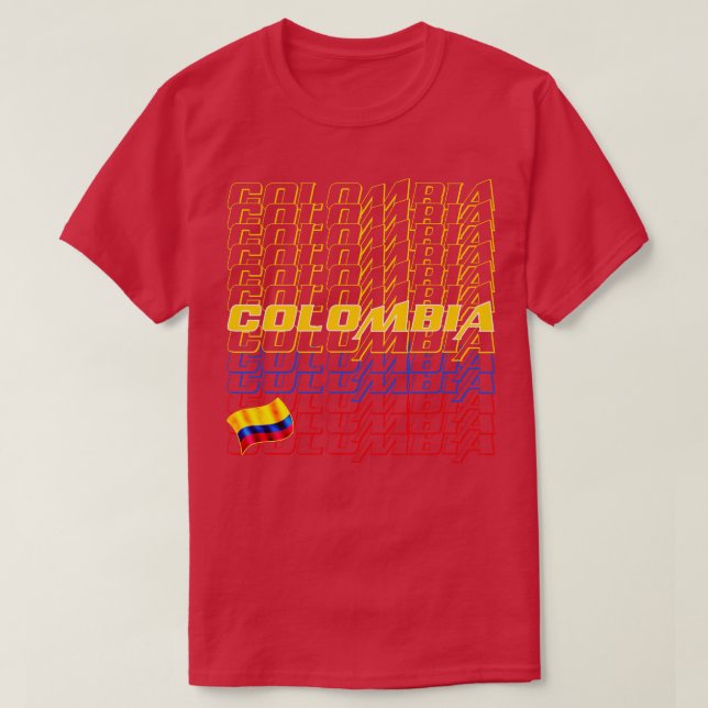 Camiseta Texto em cascata da Colômbia 2 (Frente do Design)