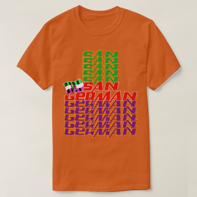 Camiseta Texto em cascata em alemão 2 (Frente do Design)