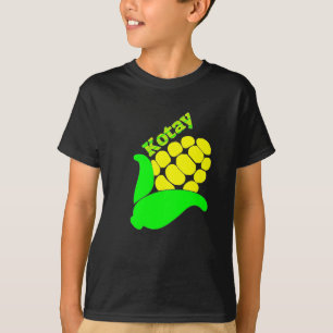 Camiseta Texto em Kitsai: Kotay e um milho amarelo