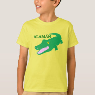 Camiseta Texto em Pijao: Alamán e crocodilo verde