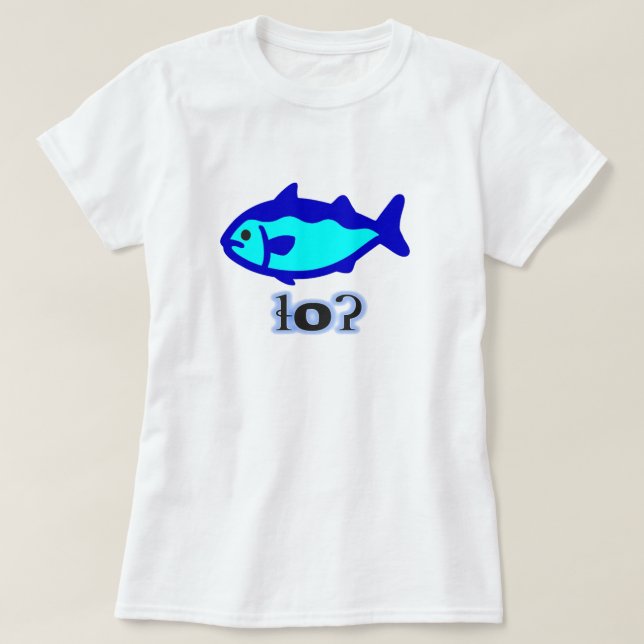 Camiseta Texto em Tsetsaut: ɬ oʔ e um peixe azul (Frente do Design)