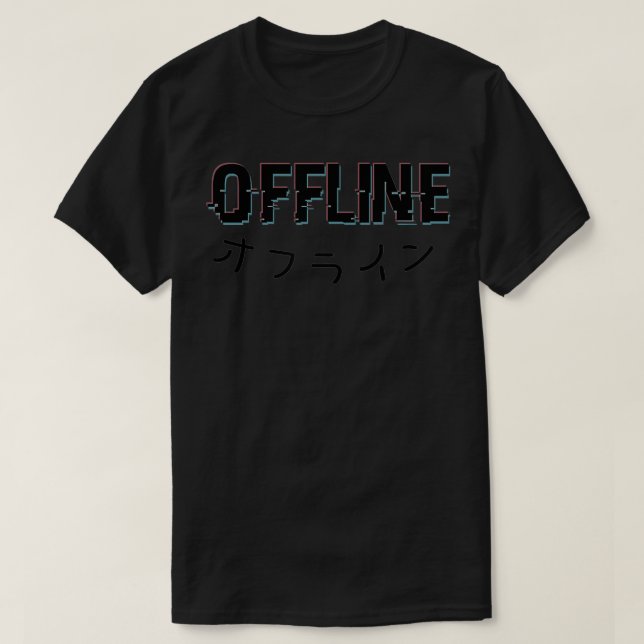Camiseta Texto estético japonês off-line (Frente do Design)