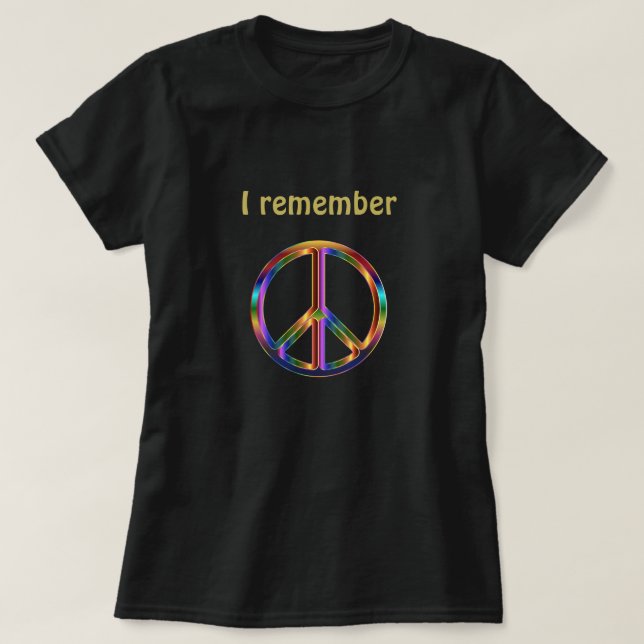 Camiseta Texto "Eu me lembro" com símbolo de paz (Frente do Design)