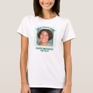 Camiseta Texto Fotográfico personalizado  Crie o seu 60.o a