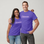 Camiseta Texto Francês Funny Blue Pink Chômeur Desempregado<br><div class="desc">Desculpe o meu francês,  mas você não é um Chômeur? Que vergonha,  seu desempregado bom para nada! Dê a sua amiga esta camisa engraçada. O texto é cor-de-rosa e a fonte é de um tipo de script.</div>