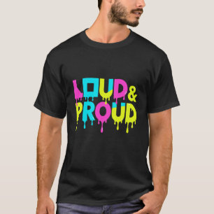 Camiseta Texto Geométrico Derretendo Alto & Orgulhoso