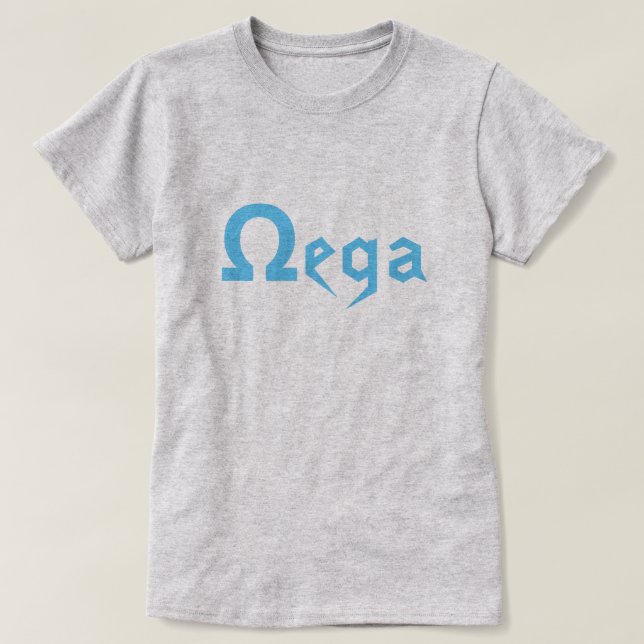 Camiseta Texto grego Ω a última letra do alfabeto grego (Frente do Design)