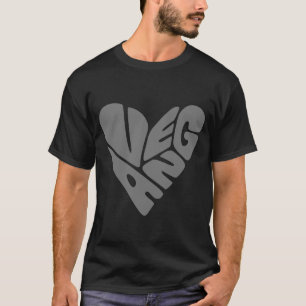 Camiseta Texto Moderno Vegan Grande Cinza Coração Simples