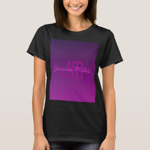 Camiseta Texto Monogramado Editável Moderno & Ombre Roxo