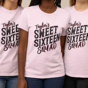 Camiseta Texto Negra e Rosa Moderno, 16 Quadrados